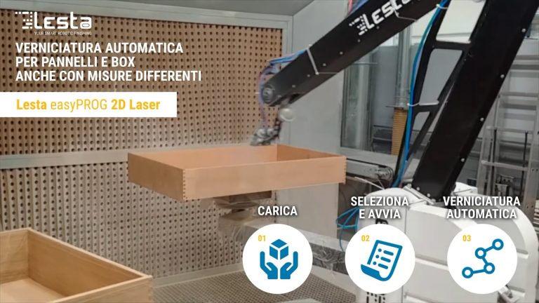 Eeasy PROG 2D accessorio di rilevamento della corretta posizione degli oggetti su giostra in impianto di verniciatura industriale in grado di generare autonomamente il percorso di verniciatura