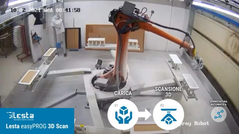 Easy PROG 3D scan - Accessorio dotato di scanner 3D su giostra per impianti di verniciatura e finitura industriale a liquido